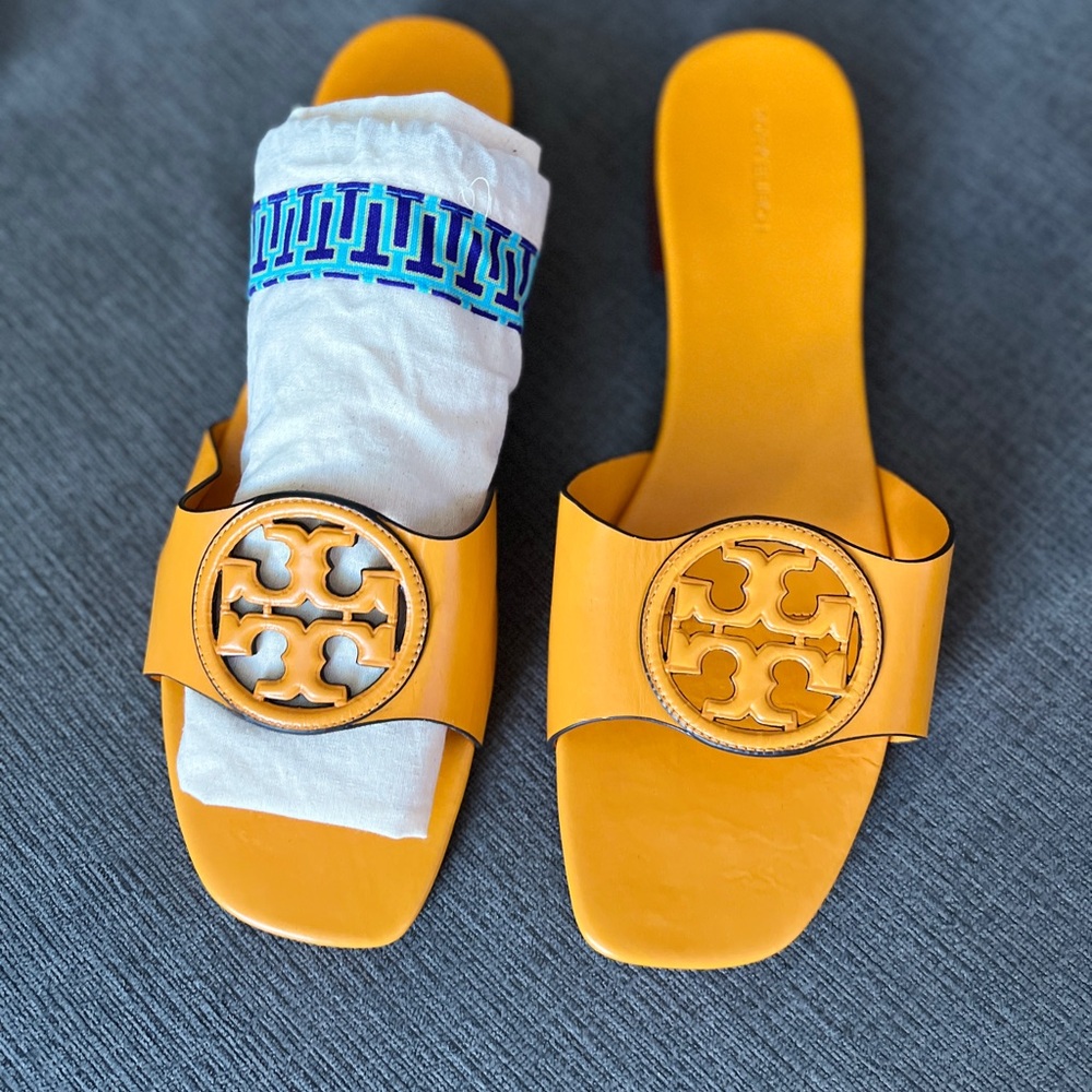 Tory Burch Orange Bombe Miller Slides - Sz 11